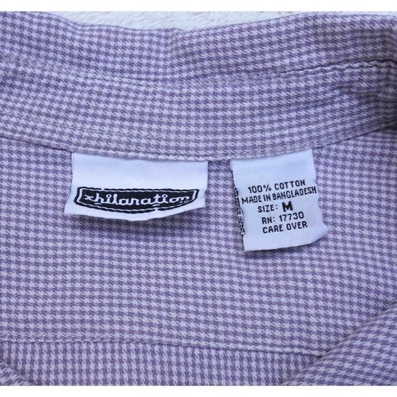 Vintage 2000s Xhilaration Lavender Gingham Button Front Cotton Top - Picture 4 of 6